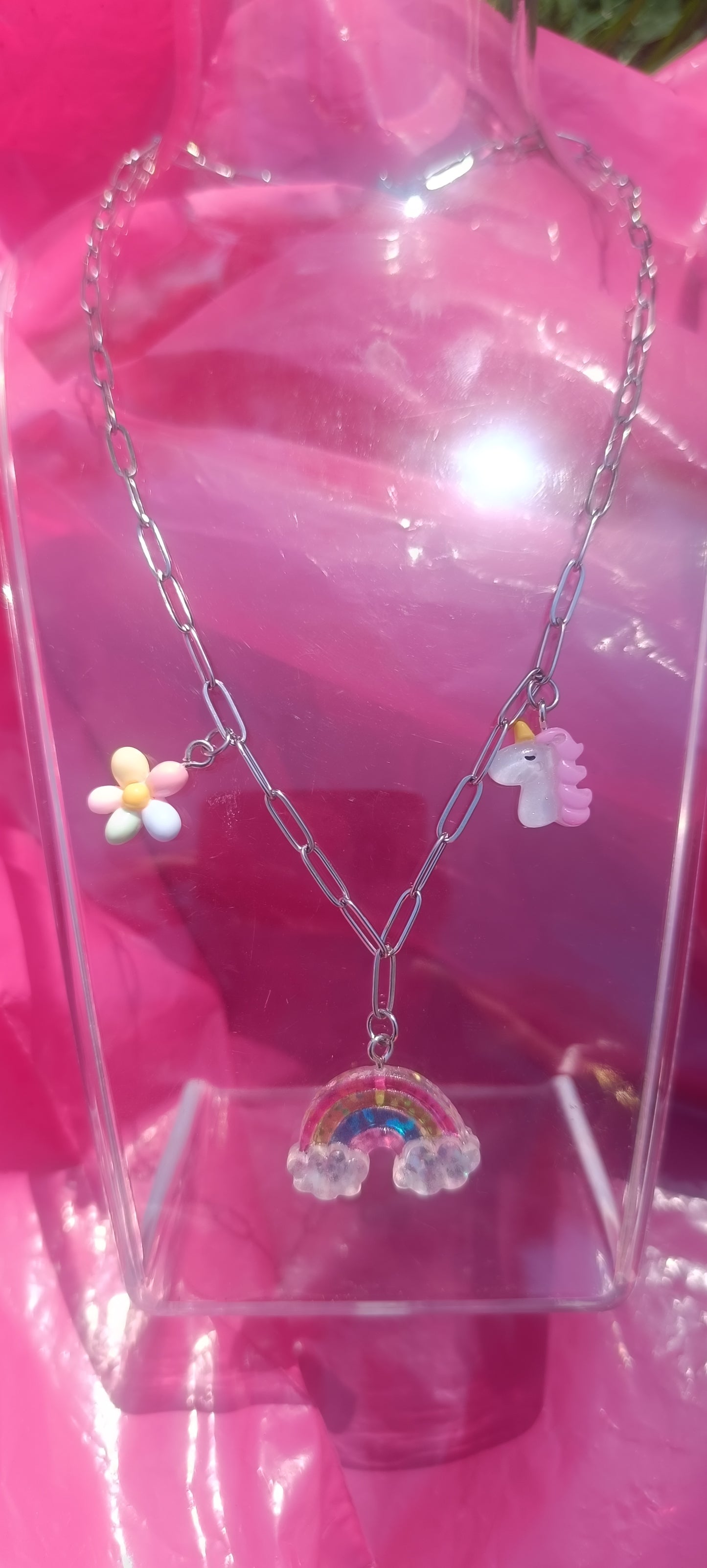 Collier été en acier inoxydable et résine